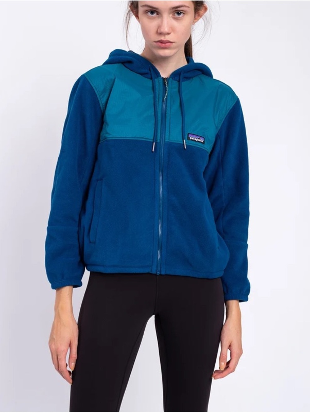 Patagonia Women's Teal & Navy Hooded Fleece Jacket